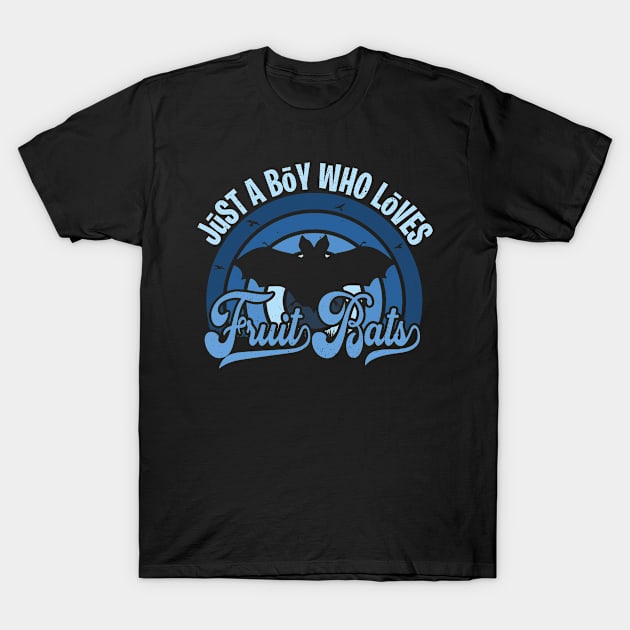 Funy Quote Just A Boy Who Loves fruit bats Blue 80s Retro Vintage Sunset Gift IdeA for boys T-Shirt by Lyume